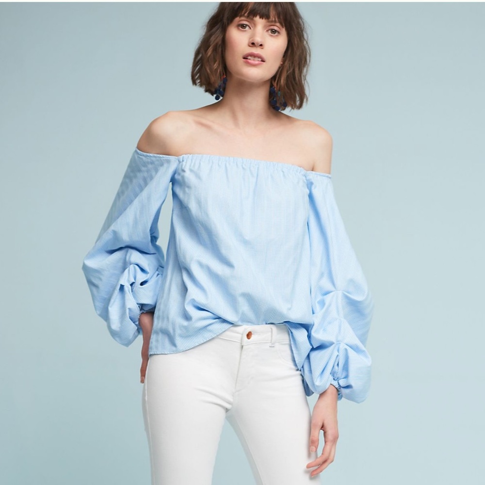 Anthropologie Bubbled Off The Shoulder Blouse